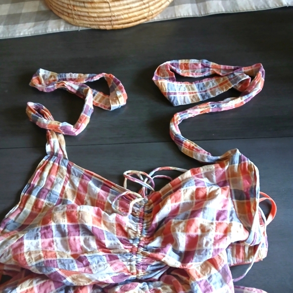 FREE PEOPLE Plaid Halter Maxi Dress LIKE NEW ADJUSTABLE SIZE 10 - Picture 9 of 10